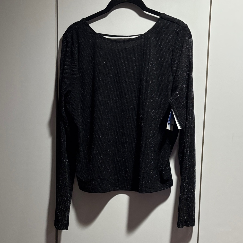 Chic Black Glitter Long Sleeve‎ Women's Top XL NWT